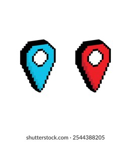 isometric pixel Map pointer - vector icon sign for 8 bit game