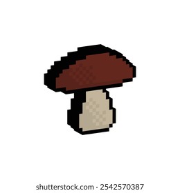 isometric pixel mushroom icon. Vector pixel art 8 bit game logo for company