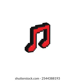 isometrische Pixel Musikalische Note Symbol Vektor Musik Pixel Kunst für 8 Bit Spiel