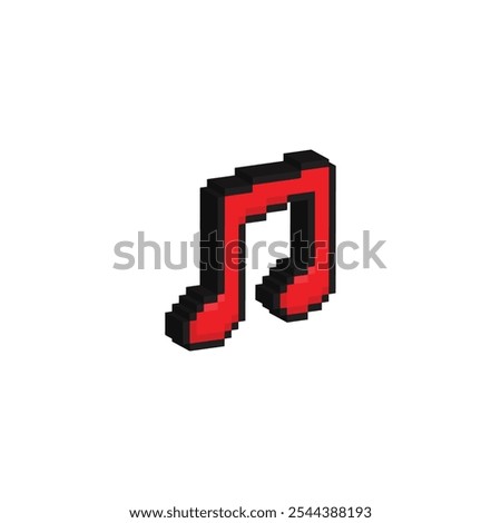 isometric pixel Musical note icon vector music pixel art for 8 bit game