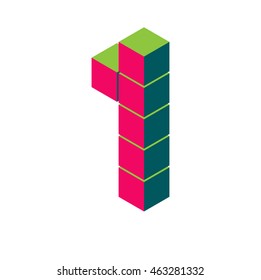 isometric pixel number 1. 3D letter 1. Isometric red 1. Number one on white. pixel number, isometric lettering.3d 1. Geometric alphabet, Cube font. Cube letters. 3d pixel number, Word elements 1 one