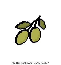 isometric pixel olive icon. Vector pixel art olive 8 bit logo for game