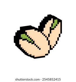 isometric pixel Pistachio nut icon. Vector pixel art Pistachio nut 8 bit for game company logo template