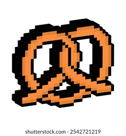 isometrisches Pixel-Brezel-Symbol Vektor Pixel Kunst Brezel 8-Bit-Spiel-Logo für Unternehmen