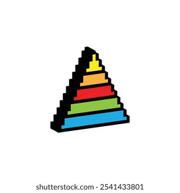 isometric pixel pyramid icon. Vector pixel art finance pyramide 8 bit logo for game