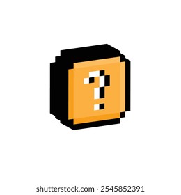isometric pixel question tag icon vector sign for 8 bit game