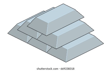 Isometric Pixel Silver Bars