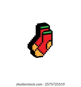 isometric pixel socks icon. Vector pixel art stocking 8 bit for game company logo template 