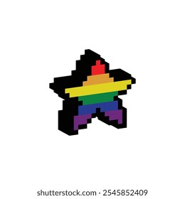 isométrica pixel star LGBT ícone vetor. arco-íris, ícone do orgulho vetor pixel art para 8 bits jogo