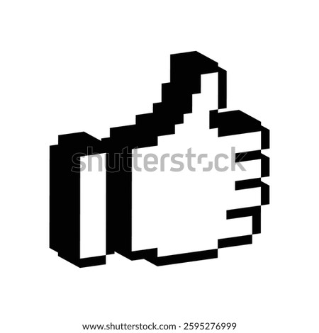 isometric isometric pixel thumb up and down icon. Vector pixel art thumb gesture 8 bit logo for game