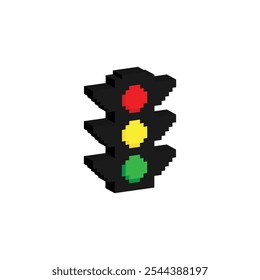 pixel isometric pixel traffic light icon vetorial pixel art para jogo de 8 bits