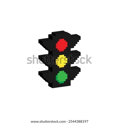 isometric pixel traffic light icon vector pixel art for 8 bit game