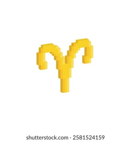 isometric pixel Zodiac Symbol icon Aries sign for 8 bit game logo