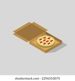 Isometric pizza box on a background