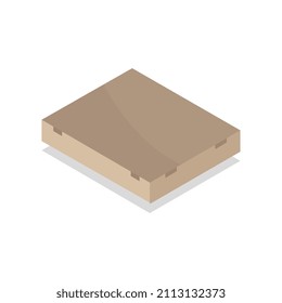Caja de pizza isométrica sobre fondo blanco