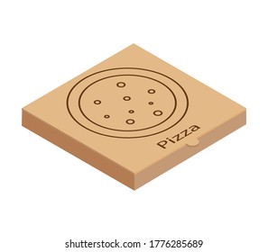 isometric pizza box  stock vector illustration