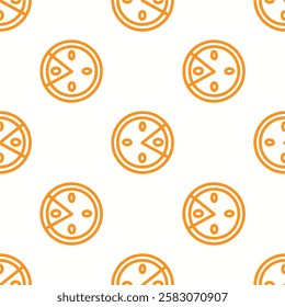 Isometric pizza icon. Pixel Perfect. For Mobile and Web. Vector illustration of pizza. Editable Stroke. Seamless pattern with pizza. Background.