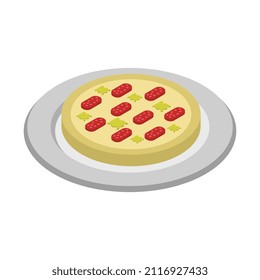 Isometric pizza on a background