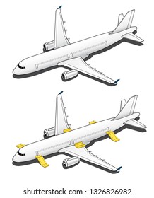 Isometric Plane Airplane Slide. Plane 3d Illustration Vector.