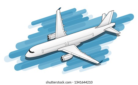 Isometric Plane Airplane Slide. Plane 3d Illustration.