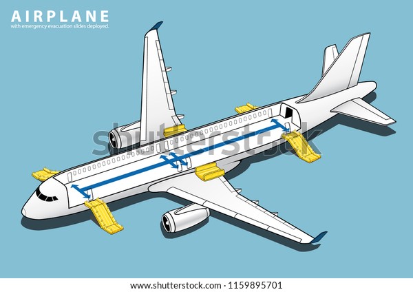 Isometric Plane Crash Airplane Slide Airbus 库存矢量图（免版税 