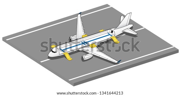 Isometric Plane Crash Airplane Slide Airbus 库存矢量图（免版税 