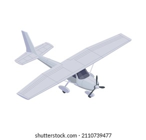Isometric plane with propeller light air transport icon on white background vector illustration