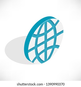 Isometric planet globe icon. Simple earth symbol. Vector illustration design element