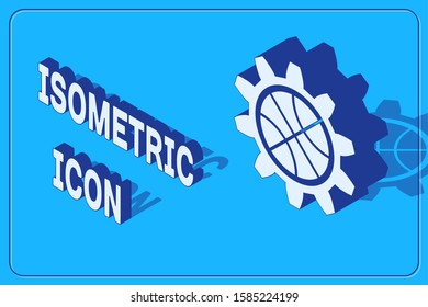 Isometric Planning strategy concept icon isolated on blue background. Basketball cup formation and tactic.  Vector Illustration