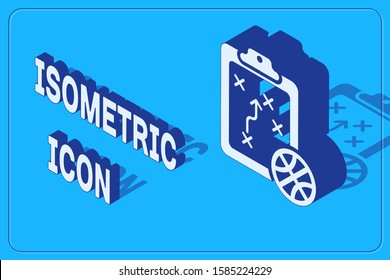 Isometric Planning strategy concept icon isolated on blue background. Basketball cup formation and tactic.  Vector Illustration