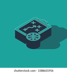 Isometric Planning strategy concept icon isolated on green background. Basketball cup formation and tactic.  Vector Illustration