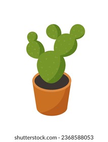Isometric plant in flowerpot concept. Tropical and exotic cactus in pot. Decor element for house. Poster or banner for website. Cartoon 3D vector illustration isolated on white background