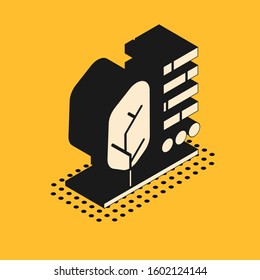 Isometric Plant status icon isolated on yellow background.  Vector Illustration