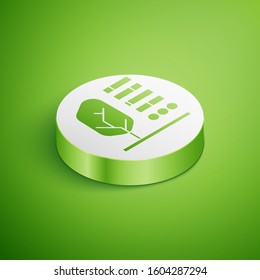 Isometric Plant status icon isolated on green background. White circle button. Vector Illustration