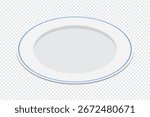 Isometric plate. Empty plate. Isometric cutlery. Isometric tableware. Vector illustration