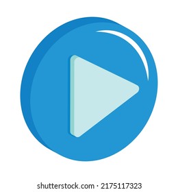 isometric play button on white background