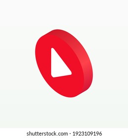 Isometric Play Button Template. Button Red Color. Web Element. Vector Illustration