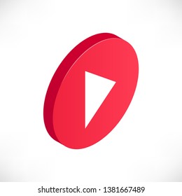 Isometric play video icon. Audio, video and music player button. Vector illustration