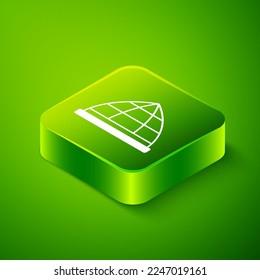 Isometric Playground climbing equipment icon isolated on green background. Kid playground climb. Green square button. Vector