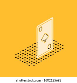 Isometric Playing card with diamonds symbol icon isolated on yellow background. Casino gambling.  Vector Illustration