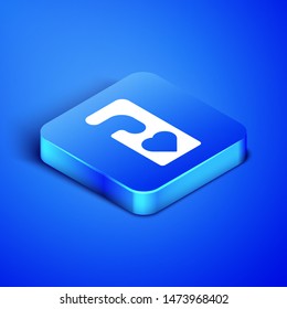 Isometric Please do not disturb with heart icon isolated on blue background. Hotel Door Hanger Tags. Blue square button. Vector Illustration