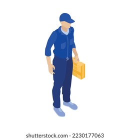 Isometric plumber composition with plumbing image isolated on white background 3d vector illustration