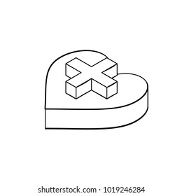 Isometric plus button on heart simple icon concept vector illustration
