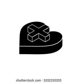 Isometric plus button on heart simple icon concept vector illustration