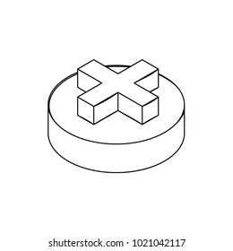 Isometric plus button on stage simple icon concept vector illustration