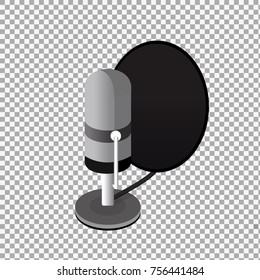 Isometric Podcast Icon, Vector Flat Design Isolated On Transparent Background. -stock Vector