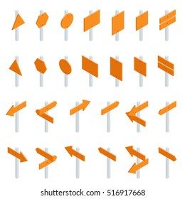 Isometric pointers isolated on white background.