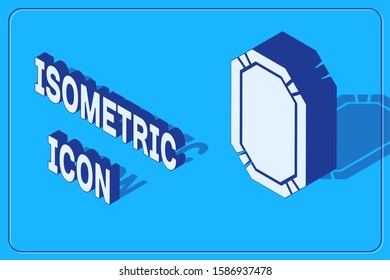 Isometric Poker table icon isolated on blue background.  Vector Illustration