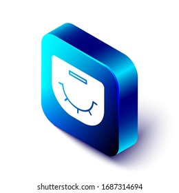 Isometric Poker table icon isolated on white background. Blue square button. Vector Illustration
