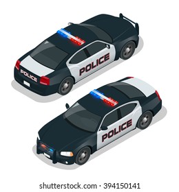 Isometric  Police Car, Cruiser, Prowler, Squad Car, Radio Mobile Patrol RMP. 